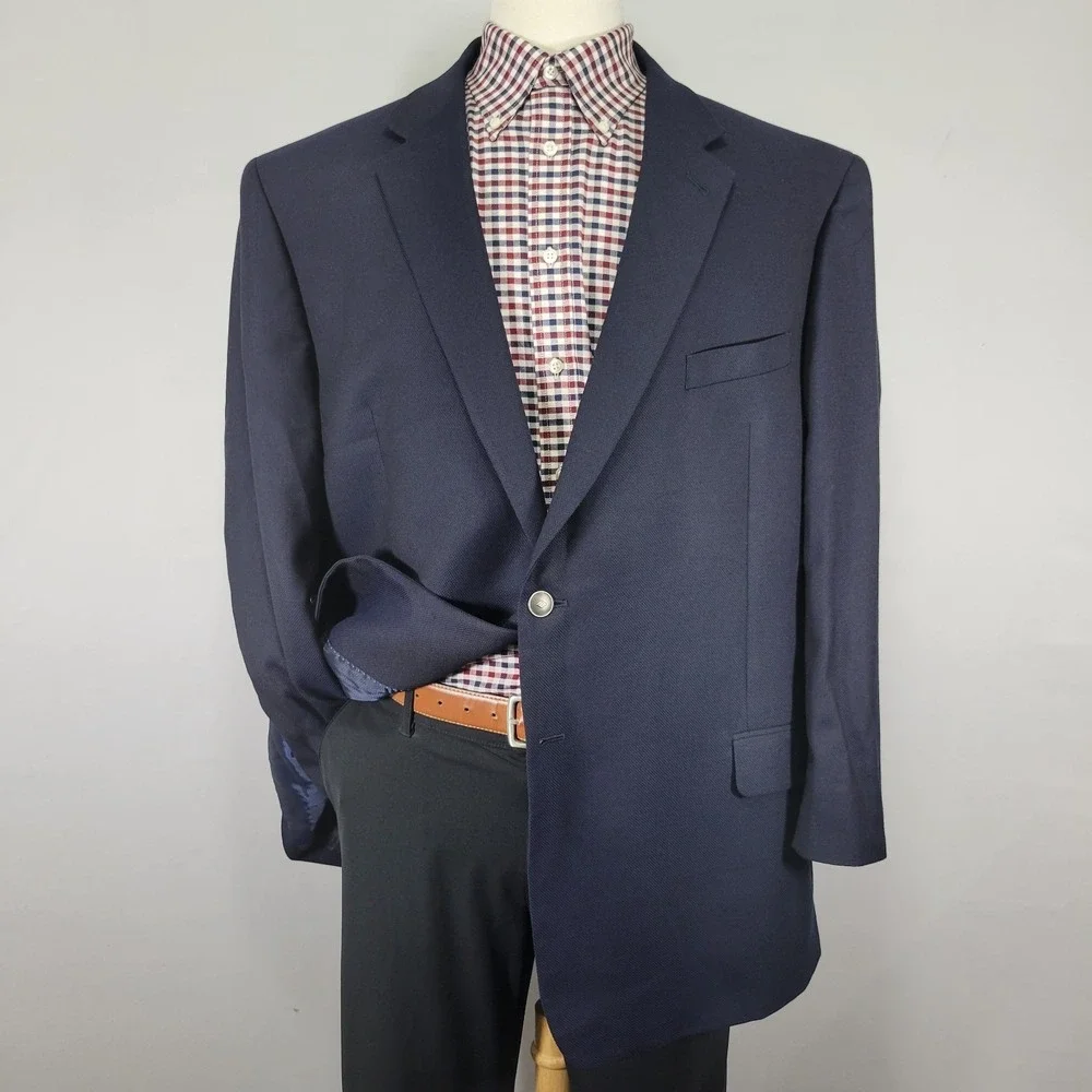 Joseph Abboud Men's Sport Coat Blazer Two Button Deep Navy Reda Super 110s 50R